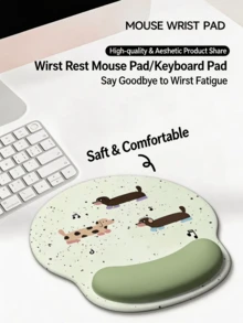 1pc Cute Cartoon Dachshund Print Ergonomic Mouse Pad With Wrist Support, Memory Foam Anti-Fatigue Pain Relief Non-Slip Soft Mouse Pad, Aesthetic Puppy Desktop Accessory, Suitable For Office, Home, Computer, Laptop, Student, Teenager Daily Use - Multiple Colors and Styles - View 8