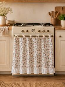 Floral Oven Door Curtain With Ruffle Trim, Farmhouse Tie-On Stove Handle Cover, Decorative Kitchen Oven Dust Curtain For Home Decor,30 X 21.3 Inches - Multicolor - View 7