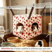 Small Animal Hideaway& Hammock, Cozy House For Small Pets,Washable Pet Cave& Hideout Corner, Hanging Hammock Hideout Bed, Cage Accessories For Guinea, Hamster, Rat, Glider, Squirrel, Ferret, Kitten, Squirrel, Chinchilla - A - View 19