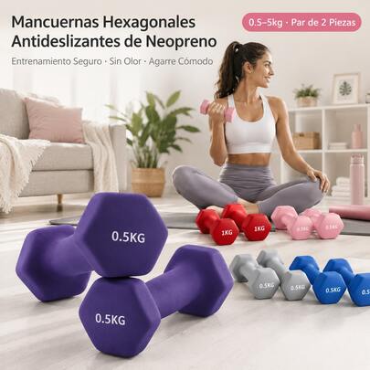 2 Pièces 2 kg Haltères pour Femmes et Hommes, Poids Hexagonaux Antidérapants avec Prise Confortable, Haltères de Main avec Revêtement en Néoprène, Comprend 2 x 2 kg, Idéals pour Fitness, Entraînement à Domicile, Exercices des Bras, Yoga, Pilates et Tonification du Corps, Disponible en Plusieurs Poids de 0,5 à 6 kg