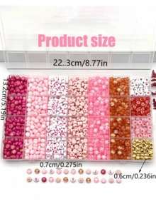 300/840pcs Pink, Red, White Multi-Color Golden Letter Beads And Heart-Shaped Acrylic Beads Combination Set - Jewelry Making Kit - Suitable For Jewelry Making DIY, Handmade Bracelets, Necklaces Craft Supplies - Pink - View 9
