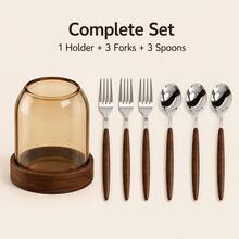 WGROOM 7pcs (1 Can 3 Forks 3 Spoons) Stainless Steel Coffee Spoons Fruit Forks Home Kitchen Restaurant Living Room Dessert Spoons Cutlery Set Suitable For Wedding Banquet Gift Birthday - Multicolor - View 8