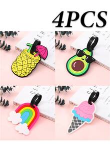 5/4/3/2/1pc Luggage Tags, Cute Airplane Travel Identity Tags With Soft Silicone Strap, Creative Cartoon PVC Material, Waterproof And Durable, Suitable For Women, Fun Personalized Name Tags For Backpacks, Handbags, Suitcases, Passports, Ideal Gift For Travel Enthusiasts, Vibrant Colors And Cute Design - Multicolor - View 32