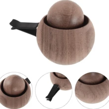 Original Handmade Car Small Round Egg-Shaped Diffuser Wood, Natural Black Walnut Color Car Aromatherapy Diffuser, Car Air Vent Diffuser, Car Interior Fragrance Essential Oil Diffuser Wood, Fragrance-Free - A - View 2