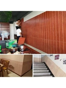 [3D Wood Grain Vinyl Wall Stickers] 20pcs 3D Wood Grain Vinyl Wall Panels - Removable & Waterproof Self-Adhesive Foam Wall Stickers - Easy Installation For Interior Decor In Various Shades - Wood Grain 20pcs - View 9
