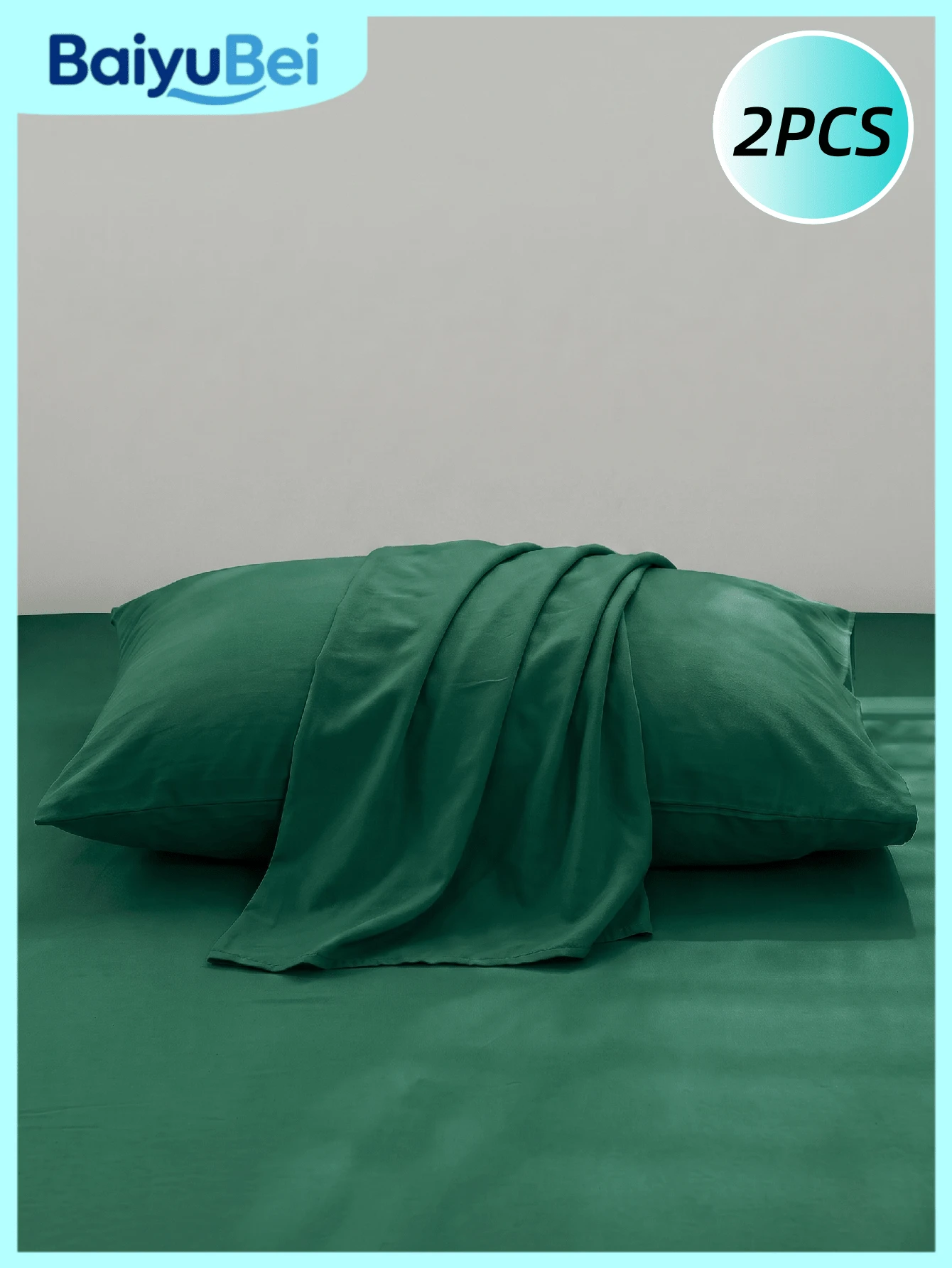 2 Buah Sarung Bantal Polos Super Lembut Warna Hijau Tua, Ringan, Penutup Amplop, Warna Solid, Sarung Bantal untuk Kamar Tidur, Lembut dan Bernapas, Perlengkapan Tidur untuk Kembali ke Sekolah dan Asrama - Dark Green - View 1