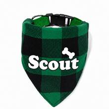 1Pc Custom Dog Pet Plaid Bandana, Personalization Name ID, Paw Print, Bone, And Heart Logo To Choose, Triangular Bib Dog Cat Scarf Wonderful Customized Pet Neckerchief Scarf Dog Saliva Towel - Multicolor - View 14