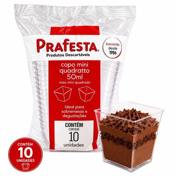 COPO QUADRADO PRAFESTA 50 ML  C/10UN