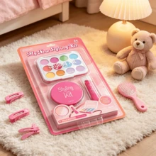 Kids Pretend Makeup Kit For Girls,  Liquid & Powder Free Play Makeup Toy Set, Birthday Christmas Halloween Gift For Little Girls Age 3+ - Baby Blue - View 3