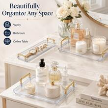 1pc Bathroom Shelf, Single Layer Design, Can Hold Cosmetics, Skincare Products, Perfume, Toothbrush, Suitable For Bathroom, Bedroom, Office - Clear - View 11