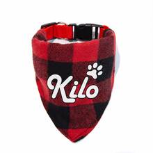 1Pc Custom Dog Pet Plaid Bandana, Personalization Name ID, Paw Print, Bone, And Heart Logo To Choose, Triangular Bib Dog Cat Scarf Wonderful Customized Pet Neckerchief Scarf Dog Saliva Towel - Multicolor - View 7
