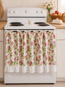 Floral Oven Door Curtain With Ruffle Trim, Farmhouse Tie-On Stove Handle Cover, Decorative Kitchen Oven Dust Curtain For Home Decor,30 X 21.3 Inches - Multicolor - View 12