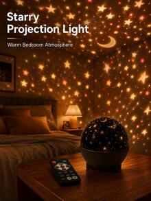 1pc [LED Night Light] Cylindrical Transparent Textured Water Ripple Lamp, USB Powered Suitable For Bedroom Bedside, Dorm Desk And Leisure Space - Stars and Moon - View 11