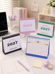 1 Buah Kalender Meja Sederhana 2027, Ornamen Meja Kreatif, Buku Catatan Perencanaan & Pengecekan, Versi Bahasa Inggris, Perlengkapan Belajar dan Kantor untuk Siswa, Kalender Hemat Ruang Meja - Sepotong Tunggal - View 1