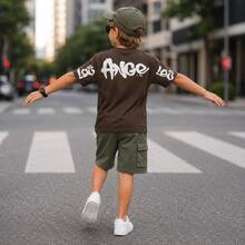 Conjunto Infantil Masculino Camiseta de Algodão Bermuda Moletinho para Meninos - Verde - Visão 7
