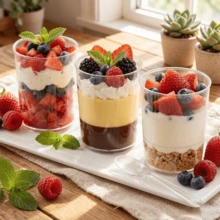 20pcs/50pcs Dessert Cups, 3.3oz 100ml Dessert Cups With Spoons And Lids, Plastic Dessert Bowls, Reusable Plastic Rectangular Dessert Cups, Mini Serving Trays, Cake Molds, Suitable For Desserts, Pudding, Mousse, Picnic, Party - Transparent - View 5