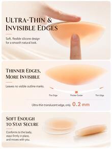 4PCS Self-Adhesive Silicone Nipple Covers, Invisible Ultra Thin Pasties, Reusable Breast Petals For Dress Swimwear Wedding Outfits - Multicolor - View 4