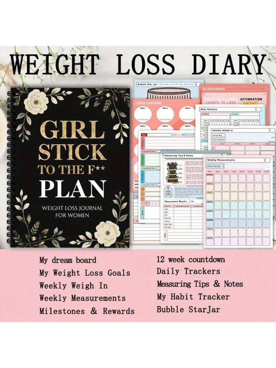 DANPERJI A5 Weight Loss Diary, Weight Loss Plan, Daily Activity Tracker, Suitable For Home Use And Diet Management, Unisex Fitness Tool, Motivational Exercise Journal, Durable Spiral Binding School Supplies - A - View 1