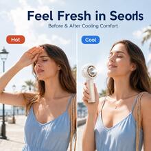 Zechuan Portable Misting Fan, 4000mAh USB Rechargeable Handheld Spray Fan With 50ml Water Tank, 4 Speeds Foldable Mini Personal Cooling Fan For Travel, Beach, Office, Camping & Outdoor,Back-To-School Essential, Classroom Supply, School Supply - 米色 - 查看 6