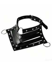 1 PC Women's Fashion New Multi-Layer V-Shaped PU Leather Choker, Silver Rivet Metal Ring Adjustable Neck Strap, Dark Punk Gothic Style Neck Accessory, Suitable For Daily, Vacation, Music Festival And Other Personalized Outfit Occasions - Black - View 7