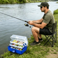 Double-Layer Flip-Top Lure Fishing Tackle Box, (Artificial Lures As Optional Accessories) With Detachable Multi-Compartment Storage Dividers For Classified Storage; Can Hold Lures, Fishing Lines And Reels, Portable Storage Case For Outdoor Angling - Random Color - View 4