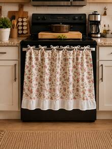 Bubaba Floral Oven Door Curtain With Ruffle Trim, Farmhouse Style Tie-On Stove Handle Cover, Decorative Kitchen Oven Dust Curtain, Home Decor, 30 X 21.3 Inches - Multicolor - View 7
