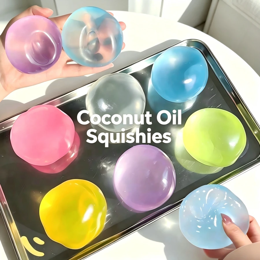 Malleable Slow Rebound Coconut Oil Transparent Pearlescent Soft Squeeze Ball, Slow Rebound Stress Relief Toy, Relieves Anxiety And Tension For Children And Adults, Easter Halloween Christmas Birthday Party Gift Bag Filler, Soft Squishy Toy - Multicolor - View 1