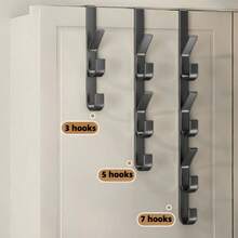 1pc Heavy Duty Multi-Function Metal Towel Rack, Carbon Steel Door Hook - | Space-Saving Vertical Design Hook Storage Rack | Bathroom Door Towel Rack, Titanium Gold, No Drilling Required, Suitable For Bedroom - Multicolor - View 9