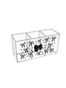 壓克力桌面筆筒，附蝴蝶結印花貼片與雙色裝飾，透明鉛筆收納盒，極簡個性化設計，大容量多格筆架，可收納文具、便利貼與雜物，適用於大學宿舍、書房、臥室梳妝台、居家辦公室、教室桌面，適合送給老師、朋友、家人、摯友的理想禮物，完美適合同學開學、教師節、畢業季、生日、情人節 - 彩色 - 查看 14