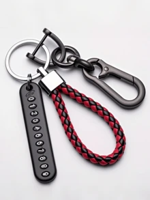 [One Anti-Loss Car Keychain] Anti-Loss Car Keychain With Phone Number Tag - Durable Alloy, Non-Braided Design For Easy Key Retrieval - Multicolor - View 12