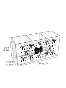 壓克力桌面筆筒，附蝴蝶結印花貼片與雙色裝飾，透明鉛筆收納盒，極簡個性化設計，大容量多格筆架，可收納文具、便利貼與雜物，適用於大學宿舍、書房、臥室梳妝台、居家辦公室、教室桌面，適合送給老師、朋友、家人、摯友的理想禮物，完美適合同學開學、教師節、畢業季、生日、情人節 - 彩色 - 查看 10