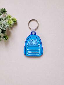 1pc Custom NFC Emergency Contact Keychain, Personalized Kids Medical ID Tag, Backpack Safety Name Tag - Multicolor - View 5