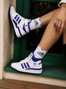 Sepatu Sneakers Adidas FORUM MID Classic Mid-Top Putih - Blue and White - View 1