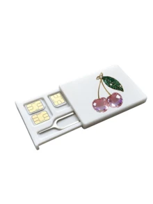 Crystal Cherry Print SIM Card Holder With SIM Card Pin Slot, Includes SIM Card Pin. Portable Cherry Print SIM Card Storage Box, Phone Card Holder, SIM Card And SD Card Storage Box, Travel Storage Box, Compact And Lightweight, Anti-Loss And Durable, Anti-Drop And Durable, Suitable For Smartphones, Tablets And Other Devices, Can Store SIM Card/SIM Card Pin, Ideal For Storing Backup SIM Cards When Changing Phone Numbers, Also A Great Gift. - Multicolor - View 11