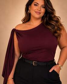 Women's Plus Size Tank Top With Bow - Comfortable, Casual, Elegant, Stylish,  Plus Size Fashion - Summer 2026 - 紫紅色 - 查看 1