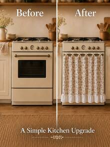 Floral Oven Door Curtain With Ruffle Trim, Farmhouse Tie-On Stove Handle Cover, Decorative Kitchen Oven Dust Curtain For Home Decor,30 X 21.3 Inches - Multicolor - View 2