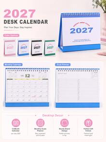 1 Buah Kalender Meja Sederhana 2027, Ornamen Meja Kreatif, Buku Catatan Perencanaan & Pengecekan, Versi Bahasa Inggris, Perlengkapan Belajar dan Kantor untuk Siswa, Kalender Hemat Ruang Meja - Sepotong Tunggal - View 4