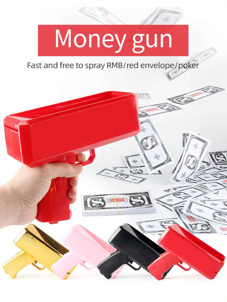 1pc Super Money Gun Toy, Fake Cash Prop Launcher, Handheld Cash Dispenser Simulator, Suitable For Parties, Halloween Decor, Weddings, Birthdays And Holiday Celebrations