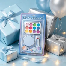 Kids Pretend Makeup Kit For Girls,  Liquid & Powder Free Play Makeup Toy Set, Birthday Christmas Halloween Gift For Little Girls Age 3+ - Baby Blue - View 11
