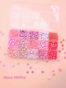 300/840pcs Pink, Red, White Multi-Color Golden Letter Beads And Heart-Shaped Acrylic Beads Combination Set - Jewelry Making Kit - Suitable For Jewelry Making DIY, Handmade Bracelets, Necklaces Craft Supplies - Pink - View 5