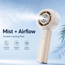 Zechuan Portable Misting Fan, 4000mAh USB Rechargeable Handheld Spray Fan With 50ml Water Tank, 4 Speeds Foldable Mini Personal Cooling Fan For Travel, Beach, Office, Camping & Outdoor,Back-To-School Essential, Classroom Supply, School Supply - 米色 - 查看 1