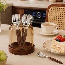 WGROOM 7pcs (1 Can 3 Forks 3 Spoons) Stainless Steel Coffee Spoons Fruit Forks Home Kitchen Restaurant Living Room Dessert Spoons Cutlery Set Suitable For Wedding Banquet Gift Birthday - Multicolor - View 1