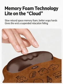 1pc Cute Cartoon Dachshund Print Ergonomic Mouse Pad With Wrist Support, Memory Foam Anti-Fatigue Pain Relief Non-Slip Soft Mouse Pad, Aesthetic Puppy Desktop Accessory, Suitable For Office, Home, Computer, Laptop, Student, Teenager Daily Use - Multiple Colors and Styles - View 6