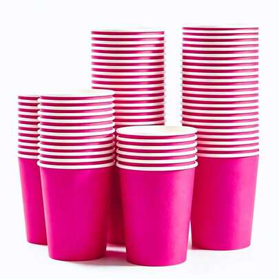 50/25/10/3pcs Disposable Paper Cups, 9oz Rose Red Coffee Cups, Tea Cups, Suitable For Hot And Cold Drinks, Used For Birthday, Wedding, Picnic Party And Other Occasions, Also For BBQ Restaurant, Food Truck, Kitchen Use, Father's Day, Christmas, Halloween