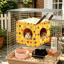 Small Animal Hideaway& Hammock, Cozy House For Small Pets,Washable Pet Cave& Hideout Corner, Hanging Hammock Hideout Bed, Cage Accessories For Guinea, Hamster, Rat, Glider, Squirrel, Ferret, Kitten, Squirrel, Chinchilla - A - View 20