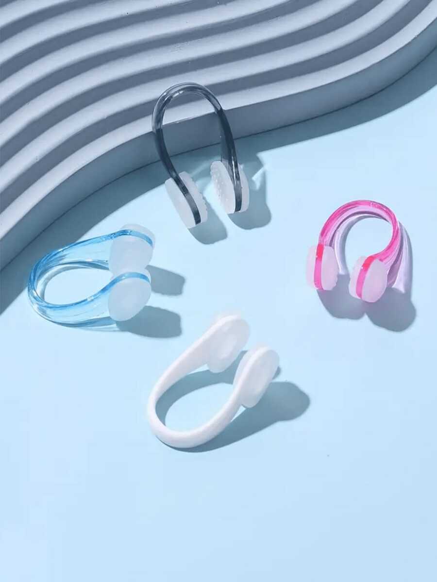 1/2 Pairs Anti-Slip Waterproof Silicone Swimming Nose Clips & Earplugs Set, Soft Fit & Non-Slip, Universal Training Accessories For Adults & Children, Essential Portable Swimming Gear For Beach & Pool - Multicolor - View 1
