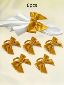4pcs/6pcs/12pcs Bow Napkin Rings, Velvet Fabric Holiday Napkin Buckles, Gold Red Green Napkin Rings, Simple Napkin Rings, Hotel Table Setting Bow Tableware Napkin Buckles, Wedding Table Napkin Rings, Suitable For Various Occasions, Women's Gatherings, Fashionable Elegant Weddings And Various Parties - Multicolor - View 18