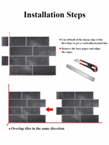 防水磚紋 3D 紋理牆板 DIY 貼磚，可移除自黏式牆磚貼紙，適用於廚房浴室防濺牆與節日裝飾 - 仿磁磚牆貼 - 查看 5
