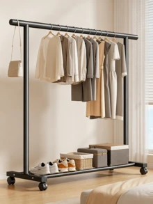 1pc Large Wheeled Clothes Drying Rack, Floor-Standing Clothes Drying Rack, Coat Rack, With A Sturdy Structure, Space-Saving, Easy To Assemble, Suitable For Living Rooms, Bedrooms, Dormitories, And Apartments - Random Color - View 7