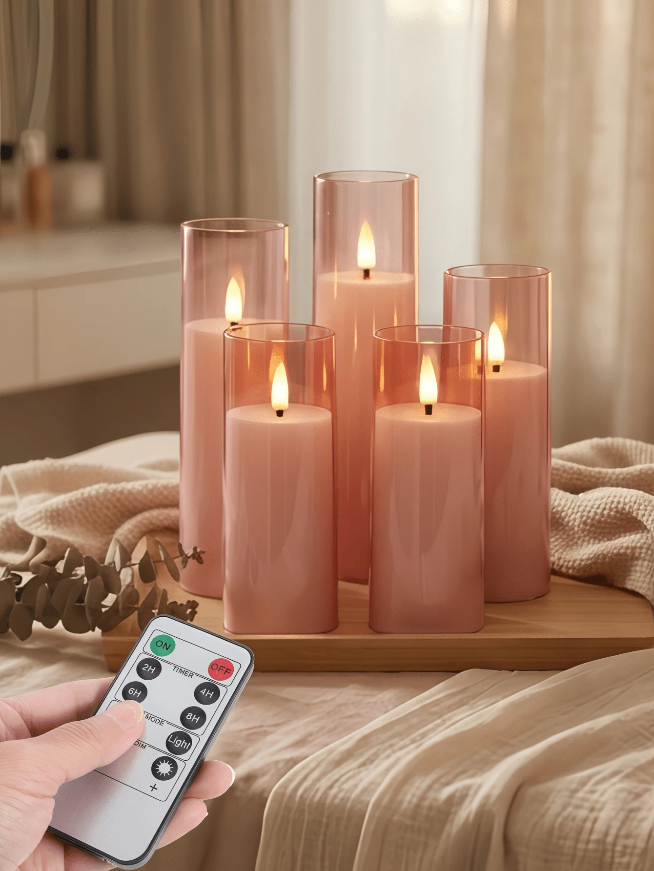 2/3/5件組 無火 LED 電子蠟燭,附遙控器、定時功能,電池供電,無煙浪漫裝飾蠟燭,LED 柱狀蠟燭燈,適合居家裝飾、臥室、婚禮、求婚、聖誕節、公司派對、派對、桌面中心裝飾,假蠟燭,禮物(粉色) - 粉紅色 - 查看 1